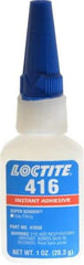 Loctite - 1 oz Bottle Clear Instant Adhesive - Series 416, 30 sec Fixture Time, 24 hr Full Cure Time, Bonds to Metal, Plastic & Rubber - Caliber Tooling