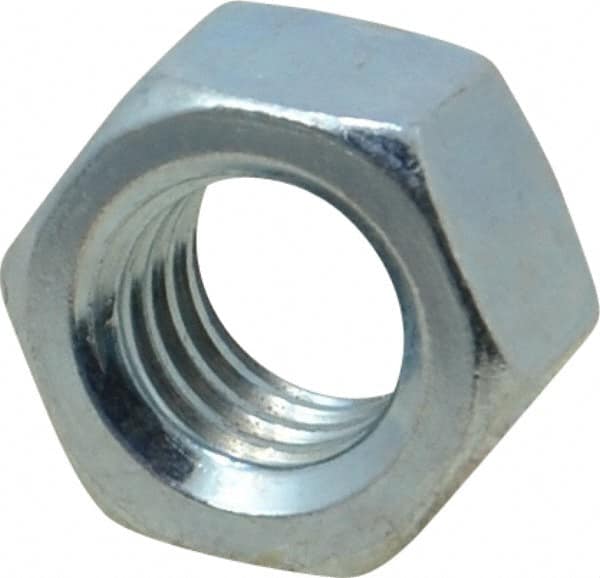 Value Collection - 3/8-16 UNC Steel Right Hand Hex Nut - 9/16" Across Flats, 21/64" High, Zinc-Plated Finish - Caliber Tooling