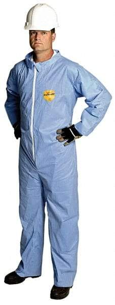 Dupont - Size XL Film Laminate General Purpose Coveralls - Blue, Zipper Closure, Open Cuffs, Open Ankles, Serged Seams - Caliber Tooling