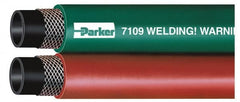 Parker - 3/8" Inside x 0.656" Outside Diam, Grade T Welding Hose - Green & Red, 100' Long, Twin Style, 200 psi Working Pressure - Caliber Tooling