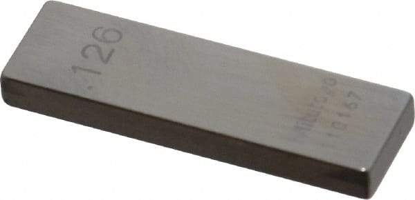 Mitutoyo - 0.126" Rectangular Steel Gage Block - Accuracy Grade AS-1, Includes Certificate of Inspection - Caliber Tooling