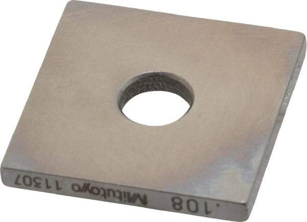 Mitutoyo - 0.108" Square Steel Gage Block - Accuracy Grade 0, Includes Certificate of Inspection - Caliber Tooling