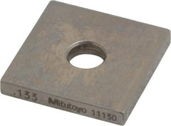 Mitutoyo - 0.133" Square Steel Gage Block - Accuracy Grade 0, Includes Certificate of Inspection - Caliber Tooling