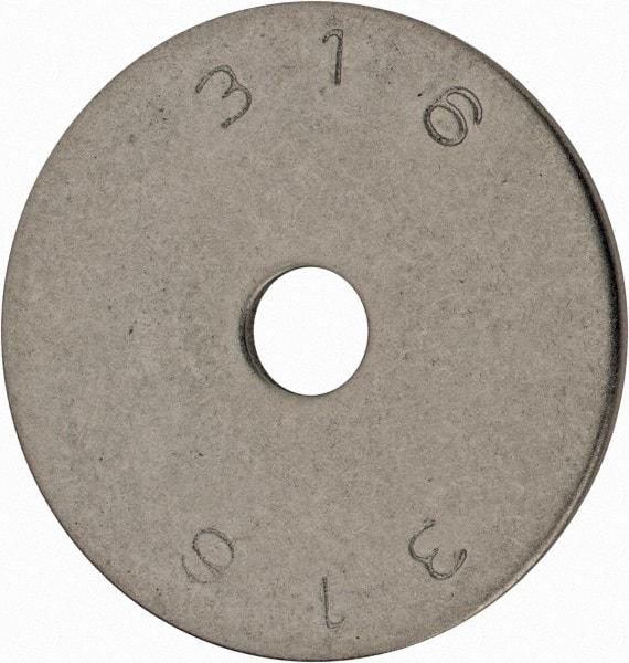 Value Collection - 1/4" Screw, Grade 18-8 Stainless Steel Fender Flat Washer - 1/4" ID x 1-1/2" OD, 0.072" Thick, Plain Finish - Caliber Tooling