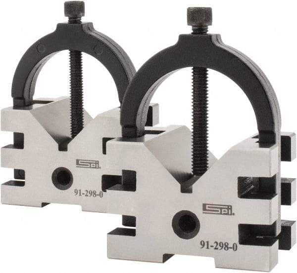 SPI - 2" Max Capacity, 90° Angle, Hardened Steel V-Block - 2-3/8" Long x 2-3/4" Wide x 2" High, Sold as Matched Pair - Caliber Tooling