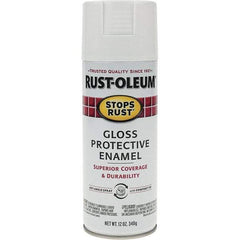 Rust-Oleum - White, Gloss, Enamel Spray Paint - 10 to 12 Sq Ft per Can, 12 oz Container, Use on Metal - Caliber Tooling