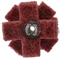 Standard Abrasives - 1-1/2" Diam Medium Density Cross Buff - 3 Plys, 8-32 Thread, Very Fine Grade, 20,000 Max RPM - Caliber Tooling