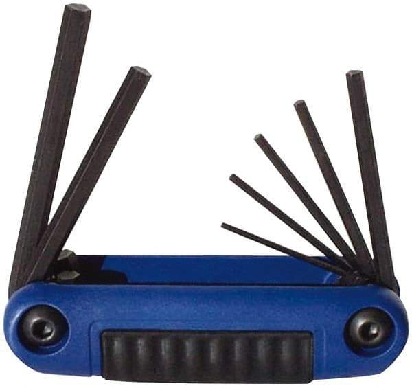 Eklind - 7 Piece Fold-Up Hex Key Set - Hex Range 2 to 8mm, Chrome Alloy Steel - Caliber Tooling