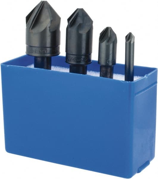 M.A. Ford - 4 Piece, 1/4 to 1" Head Diam, 82° Included Angle, Single End Countersink Set - Caliber Tooling