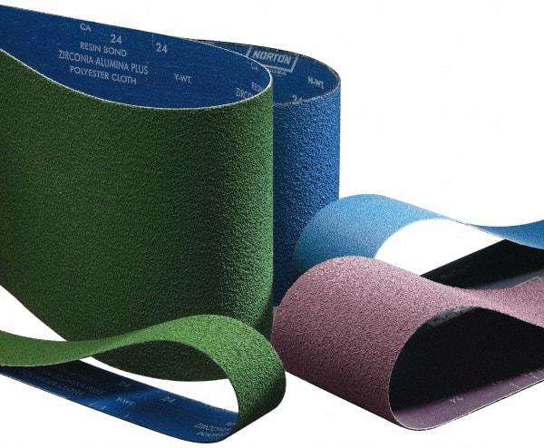 Norton - 3" Wide x 132" OAL, 36 Grit, Ceramic Abrasive Belt - Ceramic, Very Coarse, Coated, Y Weighted Cloth Backing, Series R981 - Caliber Tooling