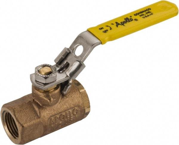 Apollo - 1/2" Pipe, Standard Port, Bronze Standard Ball Valve - 2 Piece, NPT Ends, Locking Lever Handle, 600 WOG, 150 WSP - Caliber Tooling