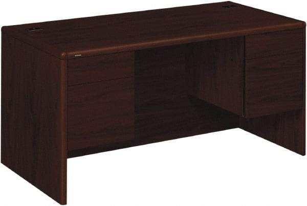 Hon - High Pressure Laminate Double Pedestal Desk - 60" Wide x 30" Deep x 29-1/2" High, Mahogany - Caliber Tooling