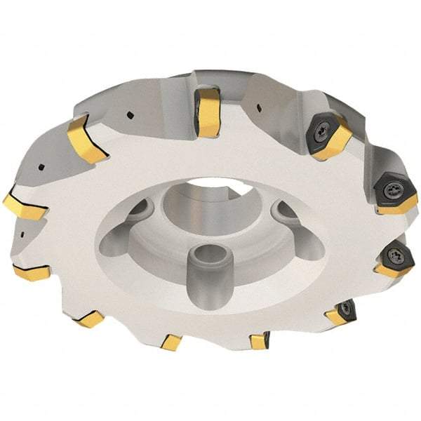 Iscar - 100mm Cut Diam, 32mm Arbor Hole, 3.5mm Max Depth of Cut, 30° Indexable Chamfer & Angle Face Mill - 7 Inserts, H600 WXCU 08 Insert, Right Hand Cut, 7 Flutes, Through Coolant, Series Helido - Caliber Tooling