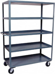 Jamco - 3,000 Lb Capacity, 5 Shelf, Steel Stock Truck - 48" Long x 30" Wide x 68" High, 6" Diam Phenolic Wheels - Caliber Tooling