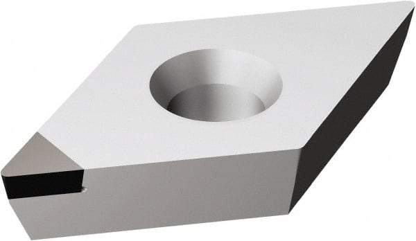 Sandvik Coromant - DCMW32.52 FP Grade CD05 Polycrystalline Diamond (PCD) Turning Insert - Uncoated, 55° Diamond, 3/8" Inscr Circle, 5/32" Thick, 1/32" Corner Radius - Caliber Tooling