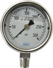 Wika - 2-1/2" Dial, 1/4 Thread, 0-300 Scale Range, Pressure Gauge - Lower Connection Mount, Accurate to 2-1-2% of Scale - Caliber Tooling