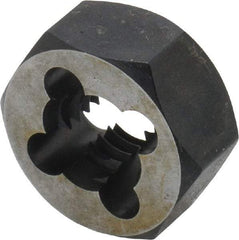 Cle-Line - 7/16-14 UNC Thread, 7/8" Hex, Hex Rethreading Die - Carbon Steel, 7/16" Thick, Series 0650 - Exact Industrial Supply