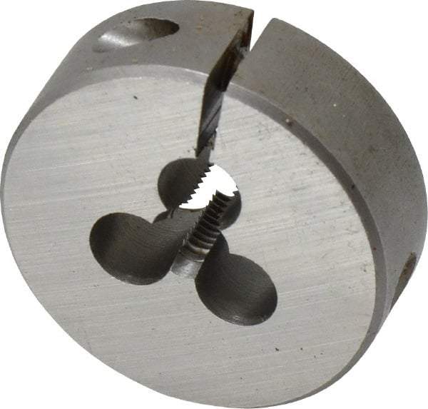 Cle-Line - 1/4-28 UNF Thread, 1-1/2" Outside Diam Carbon Steel Round Die - 2" Thick, Right Hand Thread, Adjustable - Exact Industrial Supply