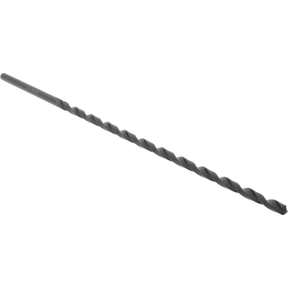 Extra Length Drill Bit: 0.25″ Dia, 118 °, High Speed Steel Oxide Finish, 9″ Flute Length, 12″ OAL