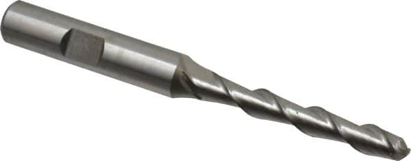 Hertel - 1/4" Diam, 1-3/4" LOC, 2 Flute Cobalt Ball End Mill - Uncoated, Single End, 3-1/2" OAL, 3/8" Shank Diam - Caliber Tooling