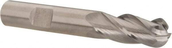 Hertel - 10mm Diam, 1" LOC, 4 Flute Cobalt Ball End Mill - Uncoated, Single End, 2-11/16" OAL, 3/8" Shank Diam - Caliber Tooling