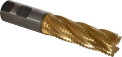 Hertel - 1" Diam, 3" LOC, 5 Flute Cobalt Roughing & Finishing Square End Mill - TiN Finish, 5-1/2" OAL, 1" Shank Diam, Weldon Shank, Centercutting - Caliber Tooling