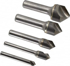 Hertel - 5 Piece, 1/4 to 1" Head Diam, 90° Included Angle, Countersink Set - Caliber Tooling