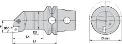 Kennametal - Right Hand Cut, Size KM63, CN.. Insert Compatiblity, Internal Modular Turning & Profiling Cutting Unit Head - 35mm Ctr to Cutting Edge, 170mm Head Length, Through Coolant, Series Kenlever - Caliber Tooling