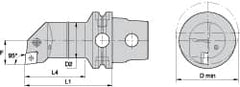 Kennametal - Right Hand Cut, Size KM63, CN.. Insert Compatiblity, Internal Modular Turning & Profiling Cutting Unit Head - 17mm Ctr to Cutting Edge, 125mm Head Length, Through Coolant, Series Kenlever - Caliber Tooling