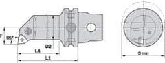 Kennametal - Left Hand Cut, Size KM63, WN.. Insert Compatiblity, Internal Modular Turning & Profiling Cutting Unit Head - 17mm Ctr to Cutting Edge, 125mm Head Length, Through Coolant, Series Kenlever - Caliber Tooling