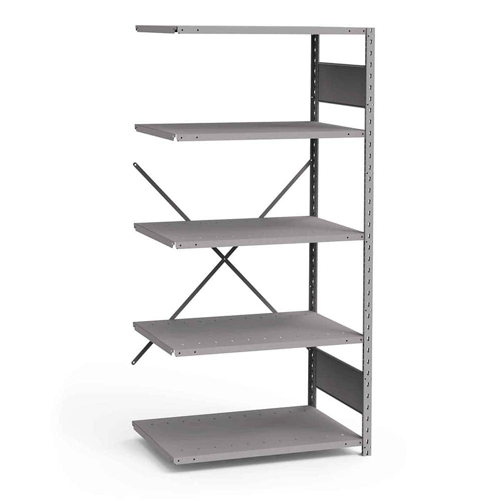 Rousseau Metal - Steel Shelving; Type: Add-On Unit ; Starter or Add-On: Add-On ; Load Capacity (Lb.): 3500.000 ; Number of Shelves: 5 ; Width (Inch): 36 ; Height (Inch): 75 - Exact Industrial Supply