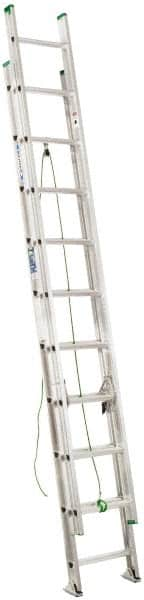 Werner - 28' High, Type II Rating, Aluminum Extension Ladder - 225 Lb Capacity, 25' Working Length - Caliber Tooling