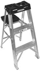 Werner - 2 Steps, 3' High, Type IA Rating, Aluminum Step Ladder - 300 Lb Capacity, 17-3/4" Base Width - Caliber Tooling