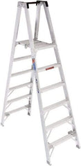 Werner - 6 Steps, 8' High, Type IA Rating, Aluminum Platform Ladder - 300 Lb Capacity, 28-1/4" Base Width - Caliber Tooling