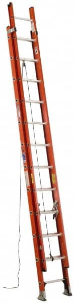 Werner - 28' High, Type IA Rating, Fiberglass Extension Ladder - 300 Lb Capacity, 25' Working Length - Caliber Tooling