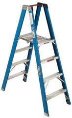 Werner - 2 Steps, 4' High, Type I Rating, Fiberglass Platform Ladder - 250 Lb Capacity, 20" Base Width - Caliber Tooling