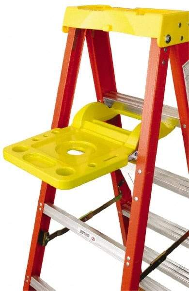 Werner - Plastic Molded Pail Ladder Shelf - For Use with Fiberglass & Aluminum 400 Series Stepladders - Caliber Tooling