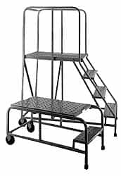 PW Platforms - 2 Step Platform - Rolling Work Platform, 500 Lb Capacity, 20" Platform Height, 26" Base Width x 27" Base Depth, Perforated Tread - Caliber Tooling