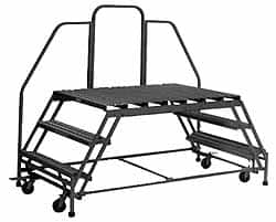 PW Platforms - 4 Step Platform - Double Access Rolling Work Platform, 500 Lb Capacity, 40" Platform Height, 38" Base Width x 89" Base Depth - Caliber Tooling