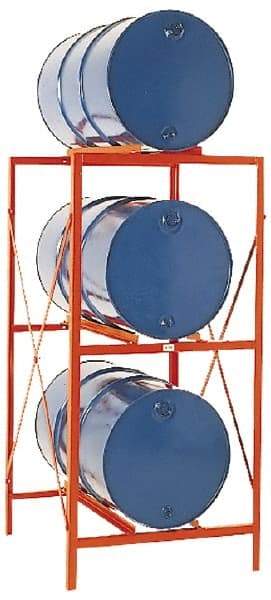 Made in USA - 7,200 Lb Load Capacity, 30 & 55 Gal Drum Storage Rack - 85-1/2" Wide x 70" High - Caliber Tooling