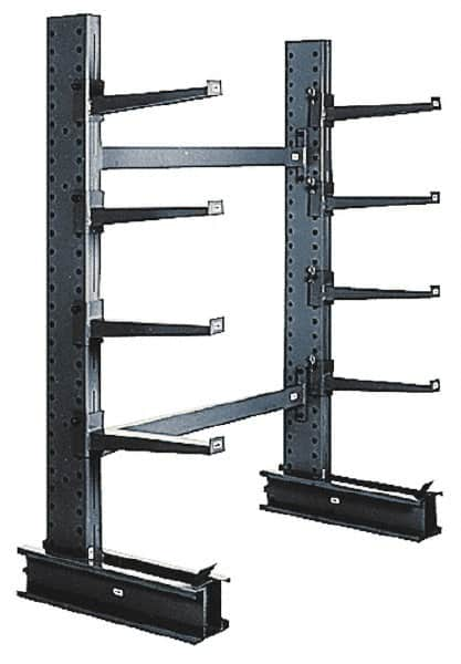 Made in USA - 8' High Double Sided Cantilever Rack - Without Lip, 43,000 Lb Capacity, 65" Base Length, 24" Arm Length - Caliber Tooling