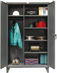 Strong Hold - 5 Shelf Combination Storage Cabinet - Steel, 60" Wide x 24" Deep x 72" High, Dark Gray - Caliber Tooling