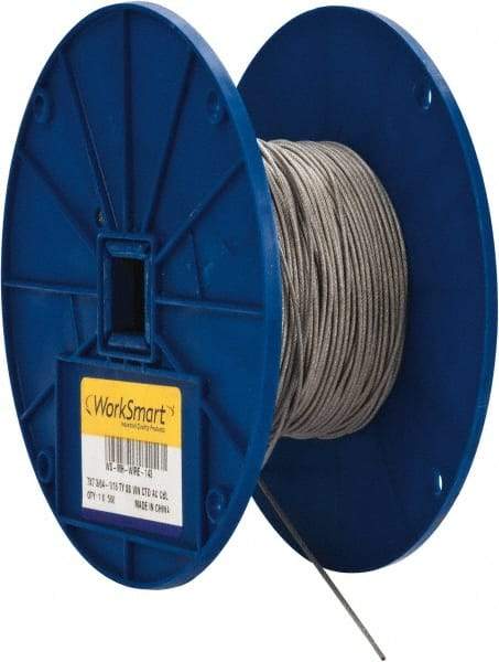 Value Collection - 1/16" x 3/64" Diam, Aircraft Cable - 270 Lb Breaking Strength, 7 x 7 Strand Core, Vinyl Coating - Caliber Tooling