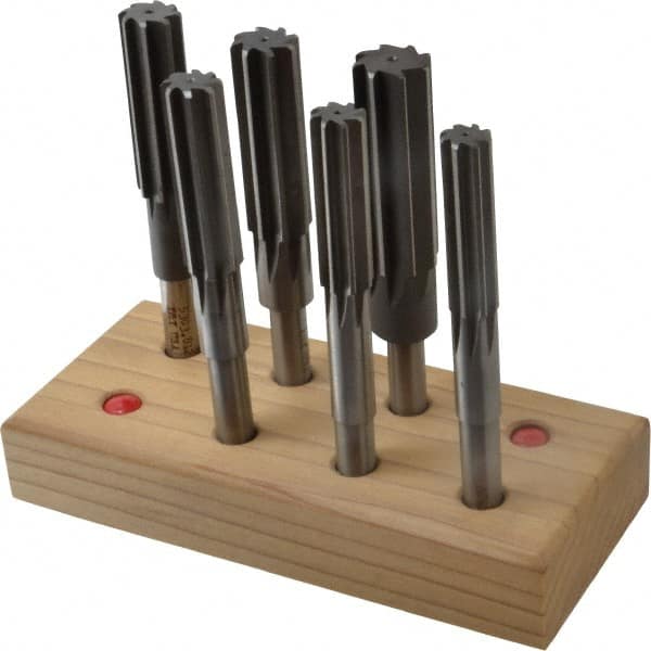 Made in USA - 5/8" to 1", Chucking Reamer Set - Straight Flute, Right Hand Cut, 6 Pieces - Caliber Tooling