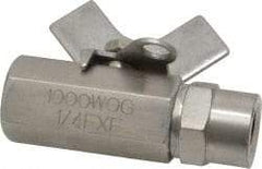 Midwest Control - 1/4" Pipe, Full Port, Stainless Steel Miniature Ball Valve - 2 Piece, Inline - Two Way Flow, FNPT x FNPT Ends, Butterfly Handle, 1,000 WOG, 150 WSP - Caliber Tooling