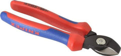 Knipex - 6-1/2" OAL, 12 AWG Capacity, Cable Cutter - 5/8" Jaw Length x 1" Jaw Width, Oval Head, Ergo Dual Component Handle - Caliber Tooling