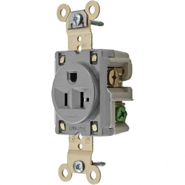 Hubbell Wiring Device-Kellems - 125V 20A NEMA 5-20R Industrial Grade Gray Straight Blade Single Receptacle - Caliber Tooling