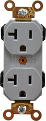 Leviton - 125 VAC, 20 Amp, 5-20R NEMA Configuration, Gray, Industrial Grade, Self Grounding Duplex Receptacle - 1 Phase, 2 Poles, 3 Wire, Flush Mount, Impact and Tamper Resistant - Caliber Tooling