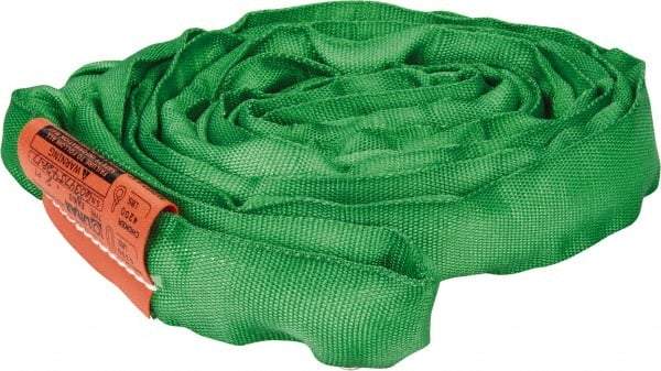 Lift-All - 8' Long x 1-3/8" Wide, Polyester Web Sling - 4,200 Lb Choker Capacity, 7/8" Diam Chain, Green - Caliber Tooling