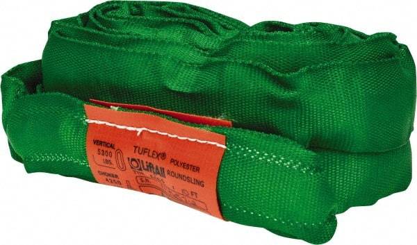 Lift-All - 10' Long x 1-3/8" Wide, Polyester Web Sling - 4,200 Lb Choker Capacity, 7/8" Diam Chain, Green - Caliber Tooling